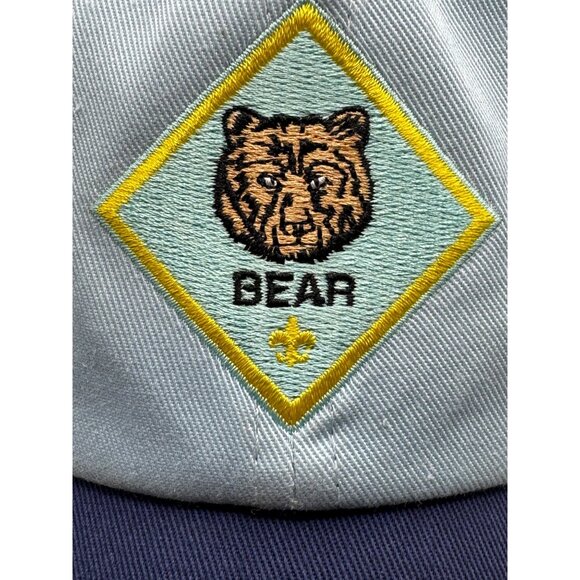Bear Scout Embroidered Adjustable Baseball Cap In Navy & Light Blue Cotton - Picture 3 of 10